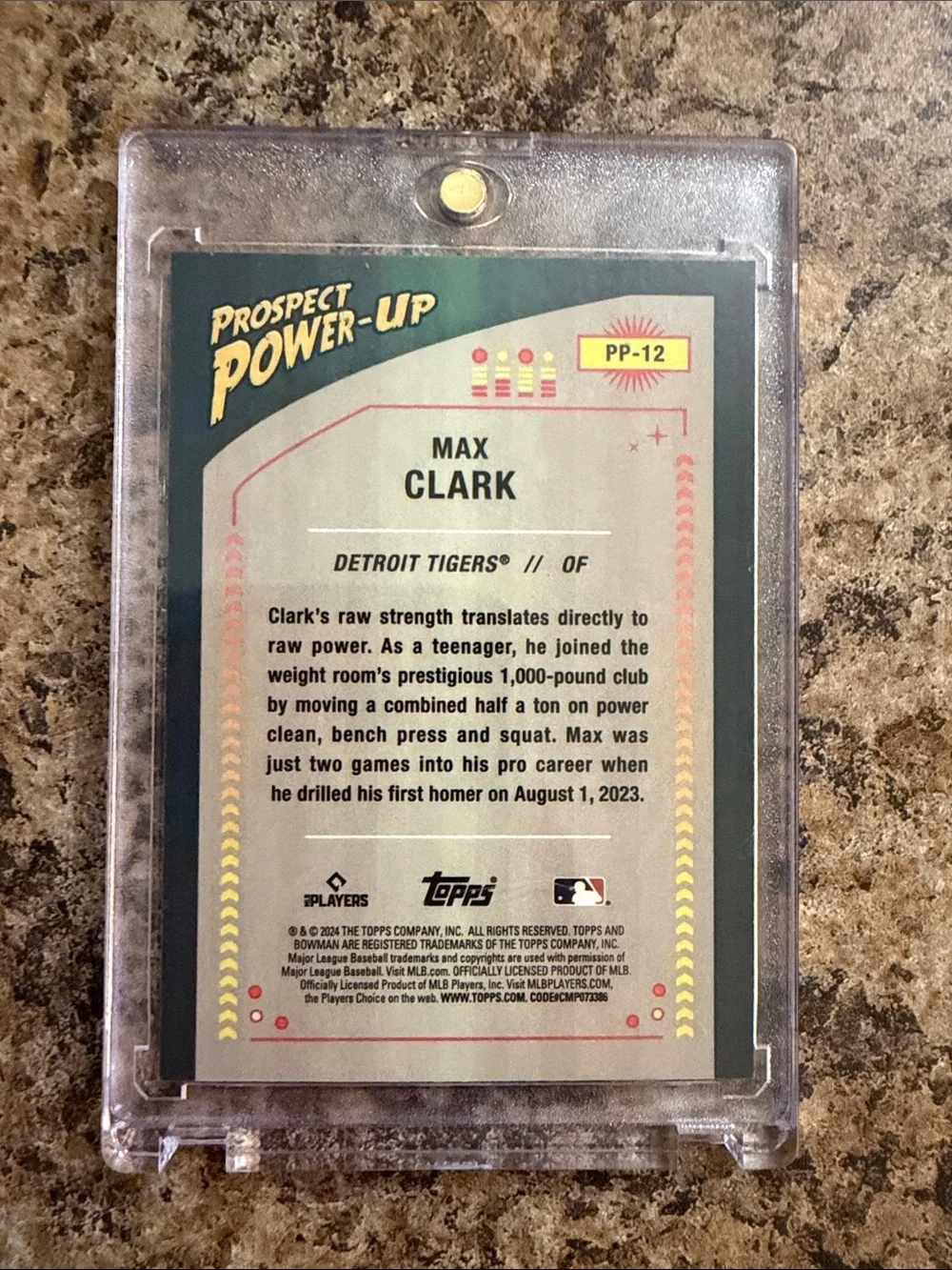 Prospect Power-Up Max Clark Rookie Detroit Tigers Baseball Card